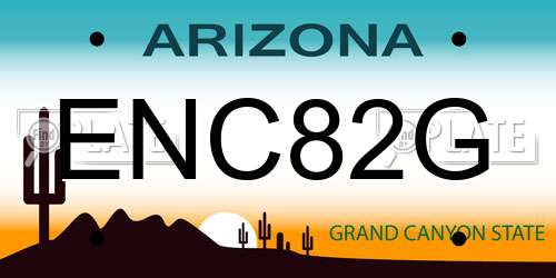 ENC82G Arizona License Plate