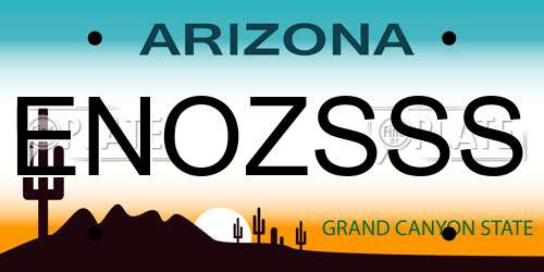 ENOZSSS Arizona License Plate