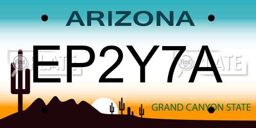 EP2Y7A Arizona License Plate