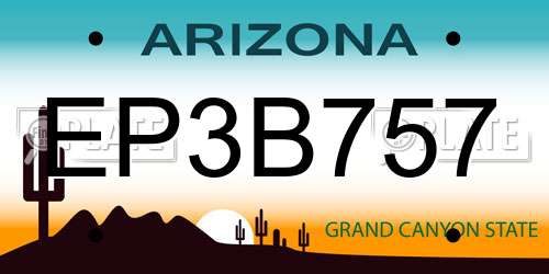 EP3B757 Arizona License Plate