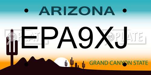 EPA9XJ Arizona License Plate