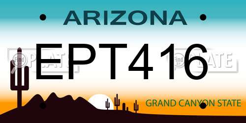EPT416 Arizona License Plate