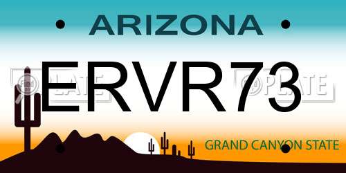 ERVR73 Arizona License Plate