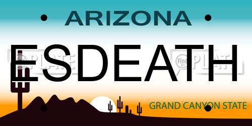 ESDEATH Arizona License Plate