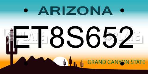 ET8S652 Arizona License Plate