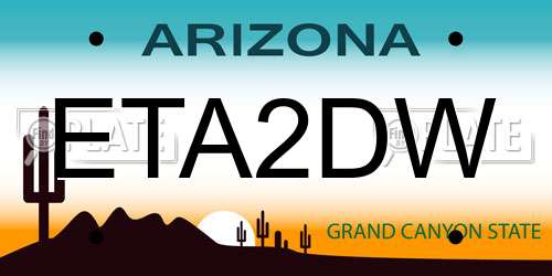 ETA2DW Arizona License Plate