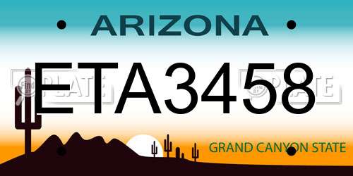 ETA3458 Arizona License Plate