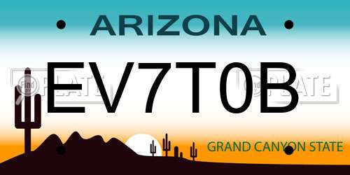 EV7T0B Arizona License Plate