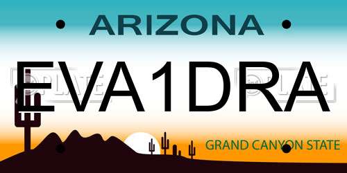 EVA1DRA Arizona License Plate