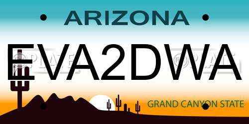 EVA2DWA Arizona License Plate
