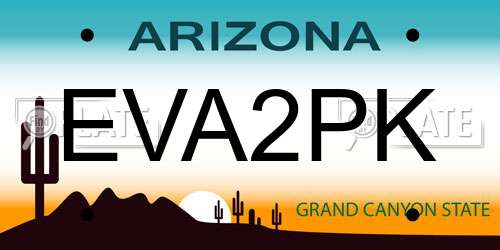 EVA2PK Arizona License Plate