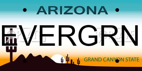 EVERGRN Arizona License Plate