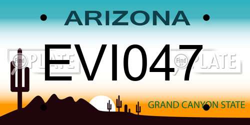 EVI047 Arizona License Plate