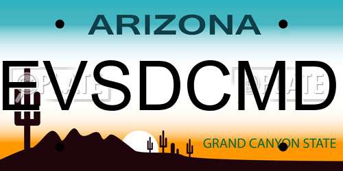 EVSDCMD Arizona License Plate