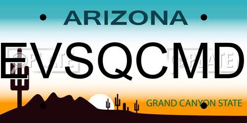 EVSQCMD Arizona License Plate