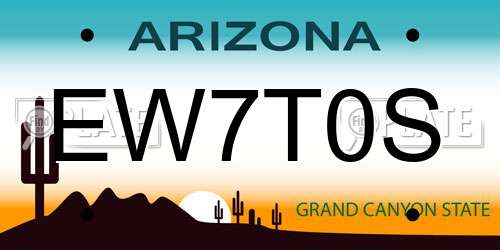 EW7T0S Arizona License Plate