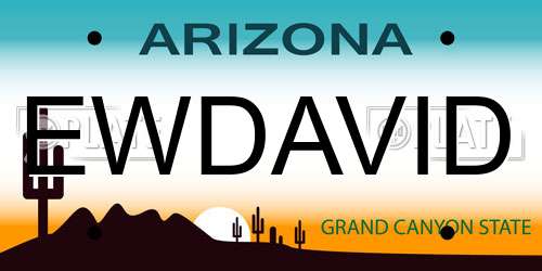 EWDAVID Arizona License Plate