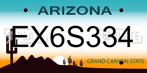 EX6S334 Arizona License Plate