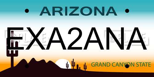 EXA2ANA Arizona License Plate