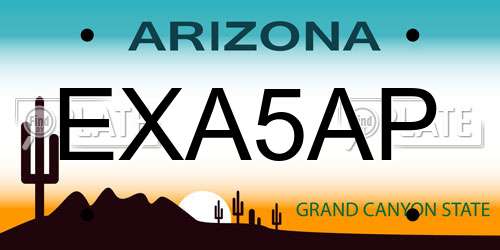 EXA5AP Arizona License Plate