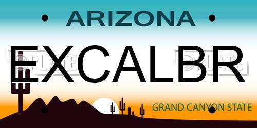 EXCALBR Arizona License Plate