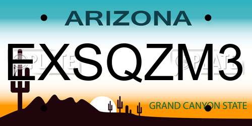 EXSQZM3 Arizona License Plate