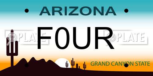 F0UR Arizona License Plate
