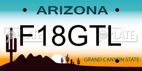 F18GTL Arizona License Plate