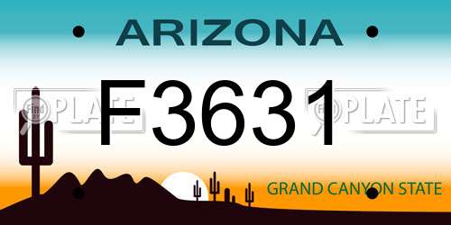 F3631 Arizona License Plate