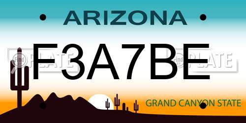F3A7BE Arizona License Plate