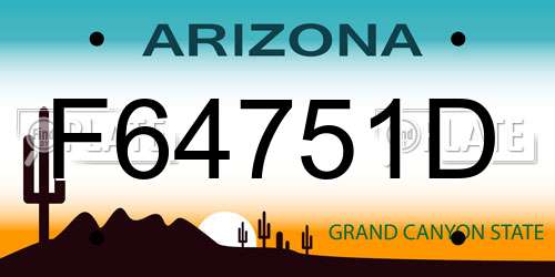 F64751D Arizona License Plate