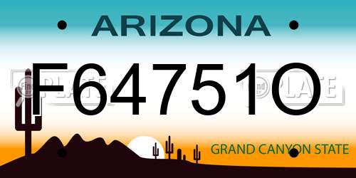 F64751O Arizona License Plate