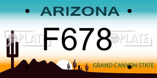 F678 Arizona License Plate