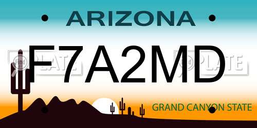 F7A2MD Arizona License Plate