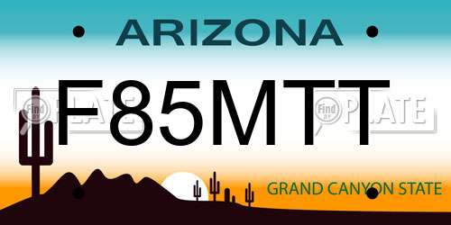 F85MTT Arizona License Plate