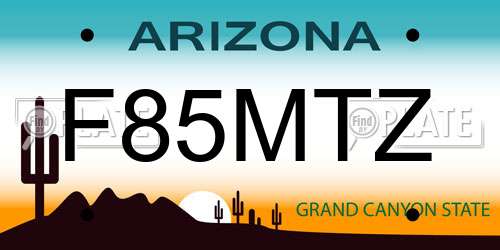 F85MTZ Arizona License Plate