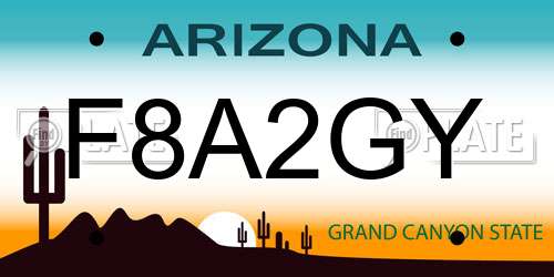 F8A2GY Arizona License Plate