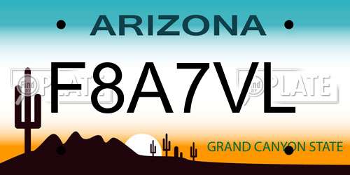 F8A7VL Arizona License Plate