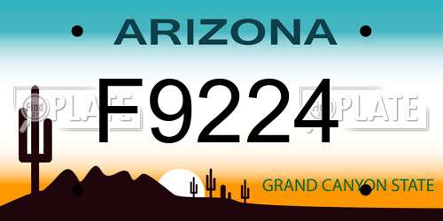 F9224 Arizona License Plate