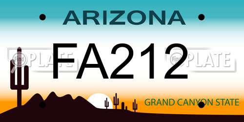FA212 Arizona License Plate