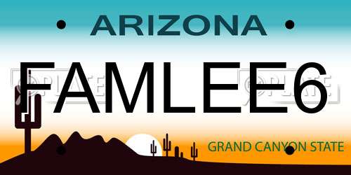 FAMLEE6 Arizona License Plate