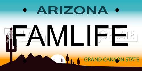 FAMLIFE Arizona License Plate