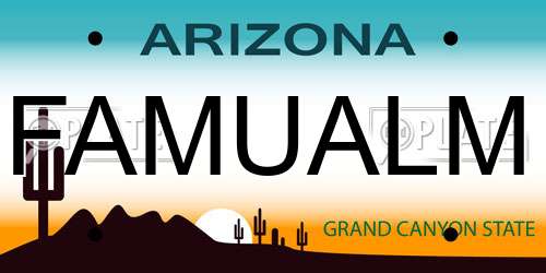 FAMUALM Arizona License Plate