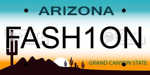 FASH1ON Arizona License Plate