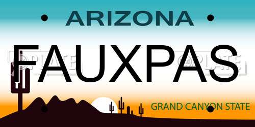FAUXPAS Arizona License Plate
