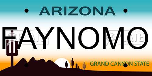 FAYNOMO Arizona License Plate
