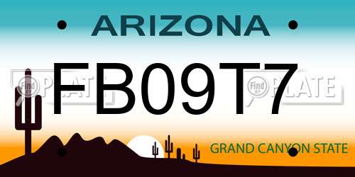 FB09T7 Arizona License Plate