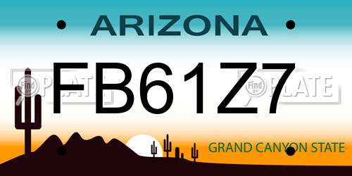FB61Z7 Arizona License Plate