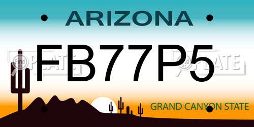 FB77P5 Arizona License Plate