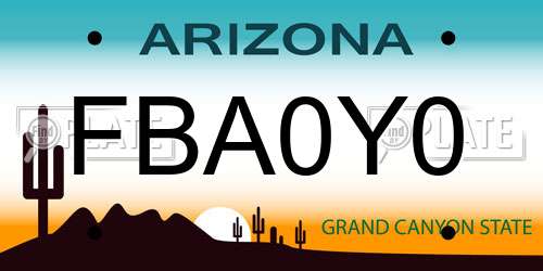 FBA0Y0 Arizona License Plate